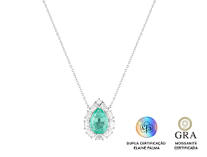 Colar Moissanite Gota Princesa Fusion em Prata 925 Elaine Palma