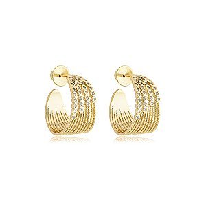 Brinco argola zircônia ouro semijoia BA 7503