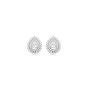 Brinco gota moissanite prata 925
