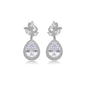 Brinco gota zircônia ródio semijoia 18608