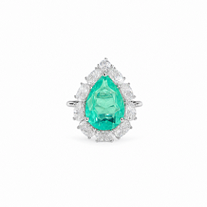 Anel Moissanite Princesa Fusion Turmalina em Prata 925 Elaine Palma