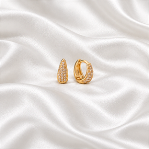 Brinco Argolinha Zircônias Ouro Semijoia 26K01016
